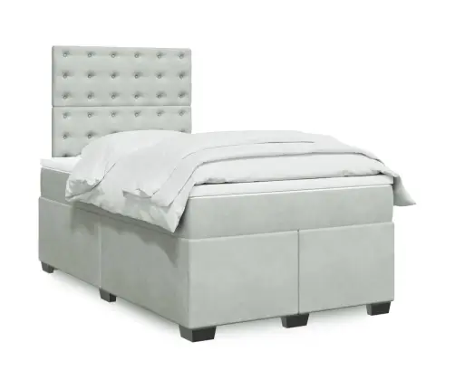 Kontinentaalvoodi Madratsiga, Helehall, 120 X 190 cm Samet