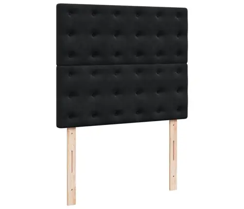 Atsperu Gulta Ar Matraci, Melns Samts, 120X190 Cm Vidaxl