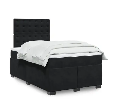 Atsperu Gulta Ar Matraci, Melns Samts, 120X190 Cm Vidaxl