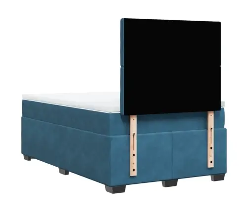 Atsperu Gulta Ar Matraci, Zils Samts, 120X190 Cm Vidaxl