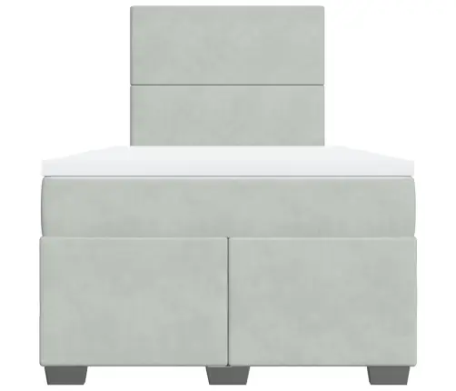 Atsperu Gulta Ar Matraci, Gaiši Pelēka Samts, 120X200 Cm Vidaxl