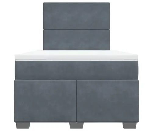 Lova Su Spyruoklėmis Ir Čiužiniu, Pilka, 120X200cm Aksomas