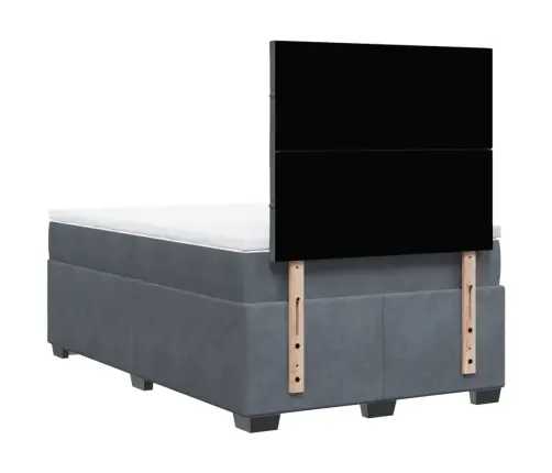 Lova Su Spyruoklėmis Ir Čiužiniu, Pilka, 120X200cm Aksomas