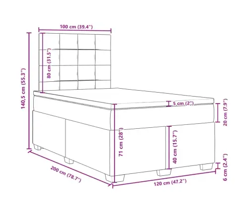 Atsperu Gulta Ar Matraci, Melna Samts, 120X200 Cm Vidaxl