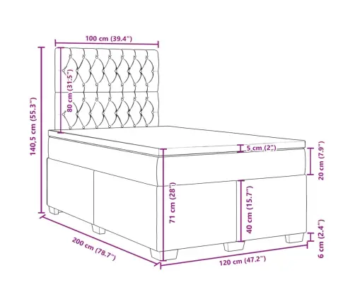 Lova Su Spyruoklėmis Ir Čiužiniu, Pilka, 120X200cm Aksomas