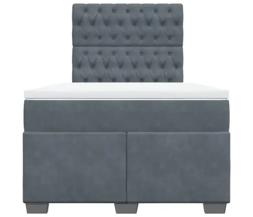 Lova Su Spyruoklėmis Ir Čiužiniu, Pilka, 120X200cm Aksomas