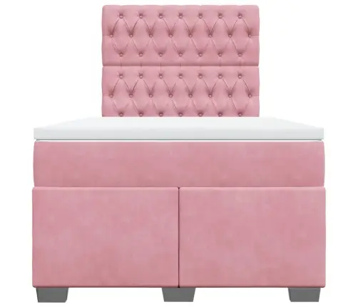 Atsperu Gulta Ar Matraci, Rozā Samts, 120X200 Cm Vidaxl