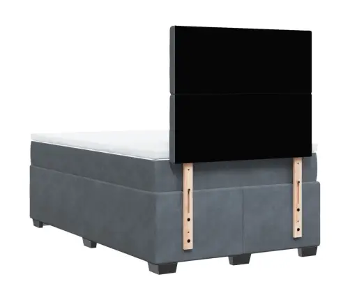 Atsperu Gulta Ar Matraci, Tumši Pelēka Samts, 120X200 Cm Vidaxl