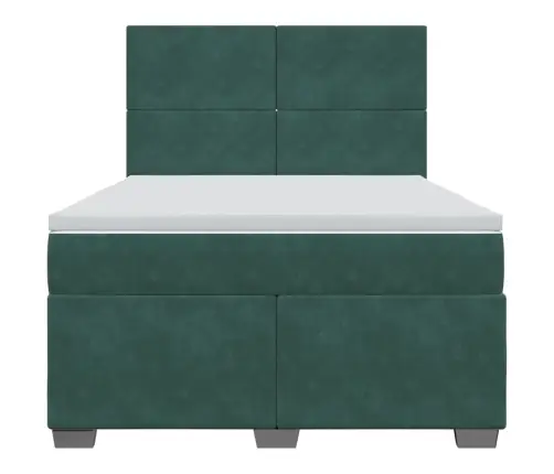 Atsperu Gulta Ar Matraci, Tumši Zaļš Samts, 140X190 Cm Vidaxl