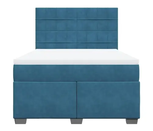 Atsperu Gulta Ar Matraci, Zils Samts, 140X190 Cm Vidaxl