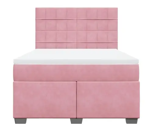 Kontinentaalvoodi Madratsiga, Roosa, 140X190 cm Samet