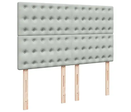 Lova Su Spyruoklėmis Ir Čiužiniu, Pilka, 140X190 cm Aksomas