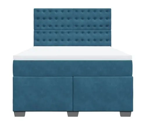 Atsperu Gulta Ar Matraci, Zils Samts, 140X190 Cm Vidaxl