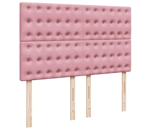 Atsperu Gulta Ar Matraci, Rozā Samts, 140X190 Cm Vidaxl