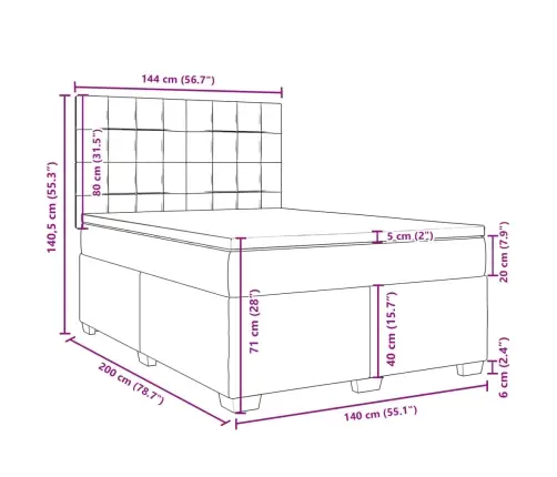 Kontinentaalvoodi Madratsiga, Tumehall, 140X200 cm Samet