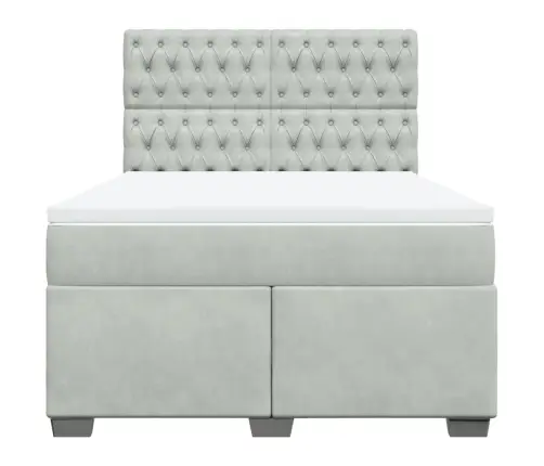 Atsperu Gulta Ar Matraci, Gaiši Pelēka Samts, 140X200 Cm Vidaxl