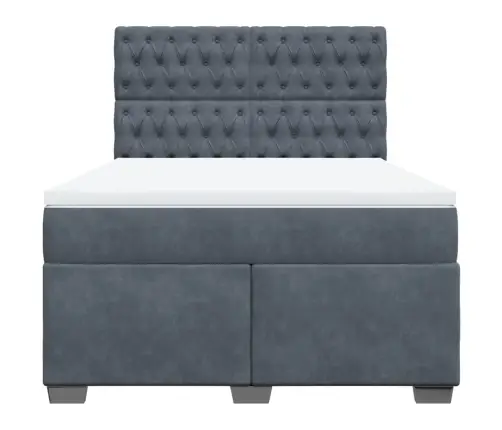 Atsperu Gulta Ar Matraci, Tumši Pelēka Samts, 140X200 Cm Vidaxl