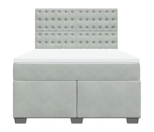 Atsperu Gulta Ar Matraci, Gaiši Pelēka Samts, 140X200 Cm Vidaxl