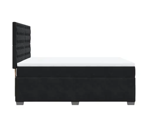 Lova Su Spyruoklėmis Ir Čiužiniu, Juoda, 140X200 cm Aksomas