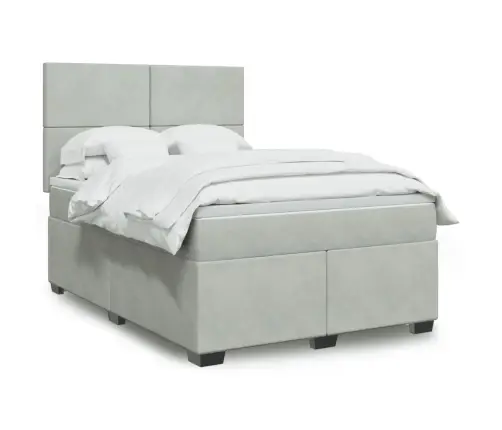 Kontinentaalvoodi Madratsiga, Helehall, 160X200 cm Samet