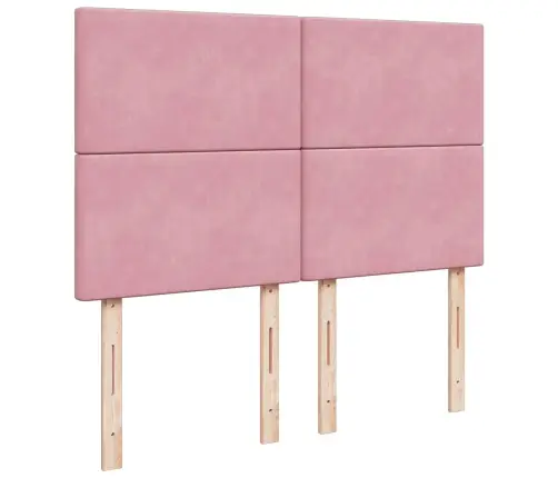 Atsperu Gulta Ar Matraci, Rozā Samts, 160X200 Cm Vidaxl