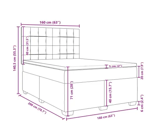 Atsperu Gulta Ar Matraci, Gaiši Pelēka Samts, 160X200 Cm Vidaxl
