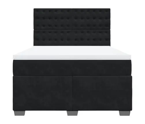 Atsperu Gulta Ar Matraci, Melna Samts, 160X200 Cm Vidaxl