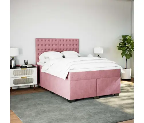 Kontinentaalvoodi Madratsiga, Roosa, 160X200 cm Samet