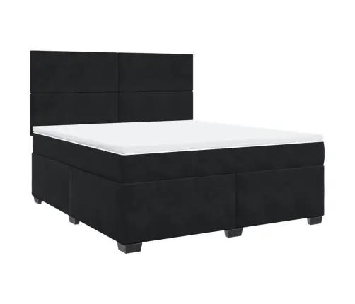 Atsperu Gulta Ar Matraci, Melna Samts, 180X200 Cm Vidaxl