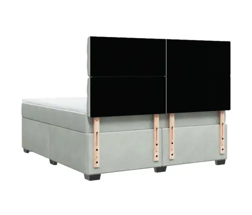 Lova Su Spyruoklėmis Ir Čiužiniu, Pilka, 180X200 cm Aksomas