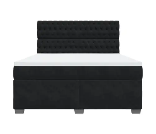 Atsperu Gulta Ar Matraci, Melna Samts, 180X200 Cm Vidaxl