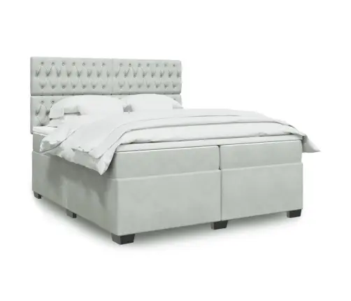 Atsperu Gulta Ar Matraci, Gaiši Pelēka Samts, 200X200 Cm Vidaxl