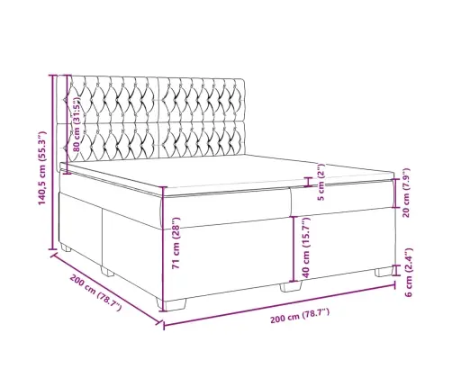 Lova Su Spyruoklėmis Ir Čiužiniu, Pilka, 200X200 cm Aksomas