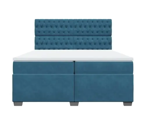 Atsperu Gulta Ar Matraci, Zils Samts, 200X200 Cm Vidaxl