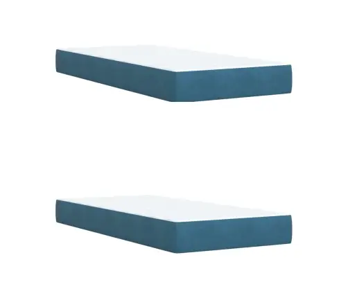 Atsperu Gulta Ar Matraci, Zils Samts, 200X200 Cm Vidaxl