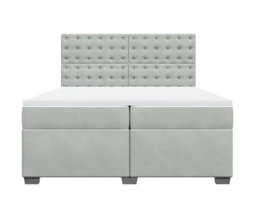 Atsperu Gulta Ar Matraci, Gaiši Pelēka Samts, 200X200 Cm Vidaxl