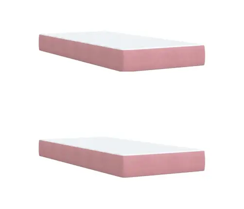 Lova Su Spyruoklėmis Ir Čiužiniu, Rožinė, 200X200 cm Aksomas