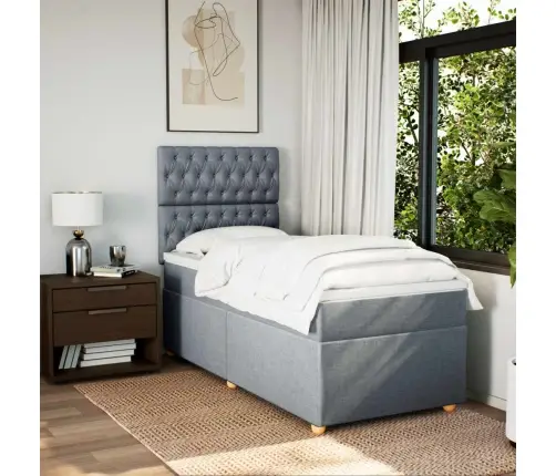 Atsperu Gultas Rāmis Ar Matraci, Gaiši Pelēka Audums, 80X200 Cm Vidaxl