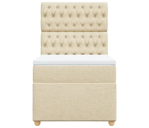 Atsperu Gultas Rāmis Ar Matraci, Krēmkrāsas, 80X200 Cm, Audums Vidaxl