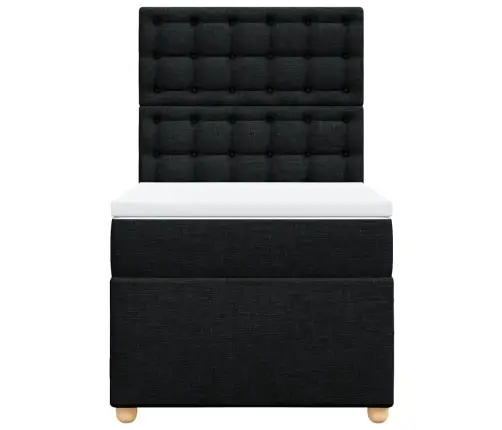 Lova Su Spyruoklėmis Ir Čiužiniu, Juoda, 80X200cm Audinys