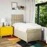 Atsperu Gultas Rāmis Ar Matraci, Krēmkrāsas, 80X200 Cm, Audums Vidaxl