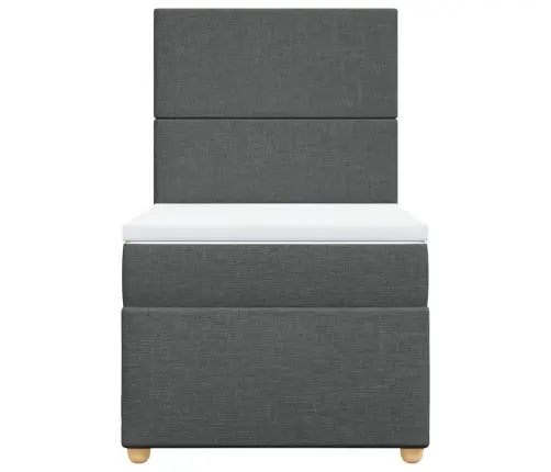 Atsperu Gulta Ar Matraci, Tumši Pelēka, 90X190 Cm, Audums Vidaxl