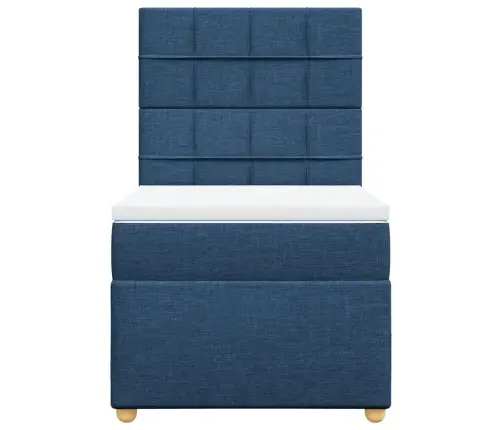 Atsperu Gultas Rāmis Ar Matraci, Zils, 90X190 Cm, Audums Vidaxl