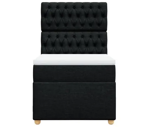 Lova Su Spyruoklėmis Ir Čiužiniu, Juoda, 90X190 cm Audinys