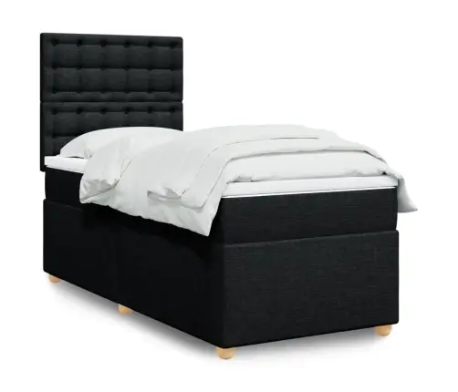 Atsperu Gulta Ar Matraci, Melna, 90X190 Cm, Audums Vidaxl