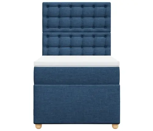 Atsperu Gultas Rāmis Ar Matraci, Zils, 90X190 Cm, Audums Vidaxl