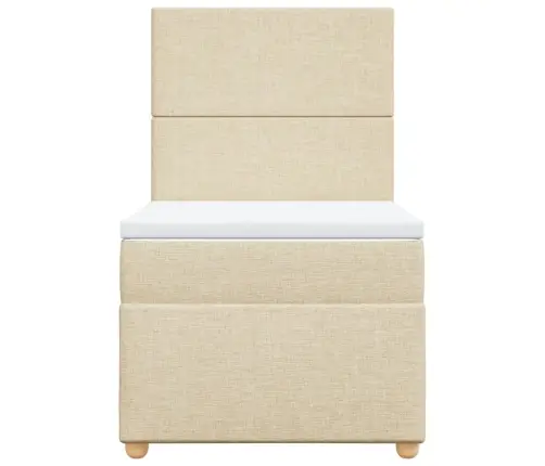 Lova Su Spyruoklėmis Ir Čiužiniu, Kreminė, 90X200 cm Audinys