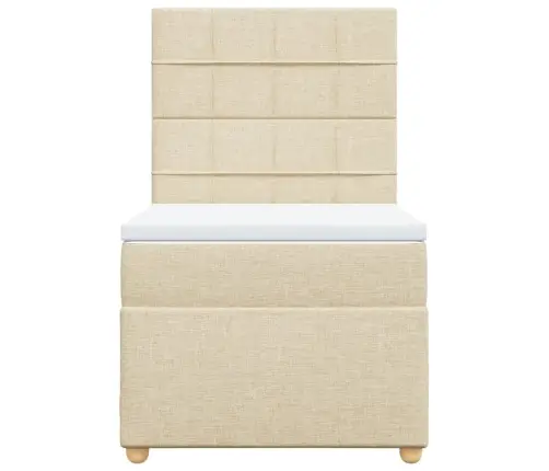 Atsperu Gultas Rāmis Ar Matraci, Krēmkrāsas, 90X200 Cm, Audums Vidaxl