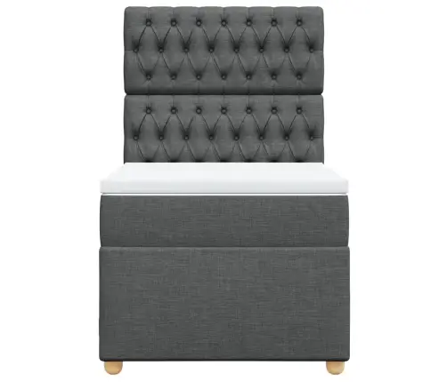 Atsperu Gulta Ar Matraci, Tumši Pelēka, 90X200 Cm, Audums Vidaxl