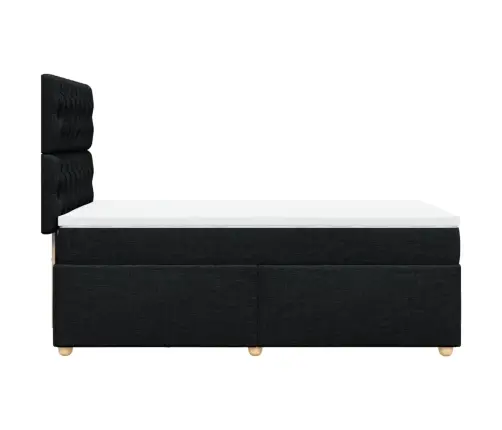 Atsperu Gultas Rāmis Ar Matraci, Melna, 90X200 Cm, Audums Vidaxl